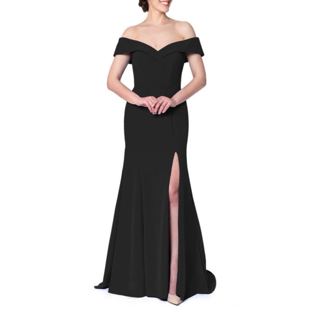 AZAZIE alice off the shoulder full length dress gown bridesmaid black size A16